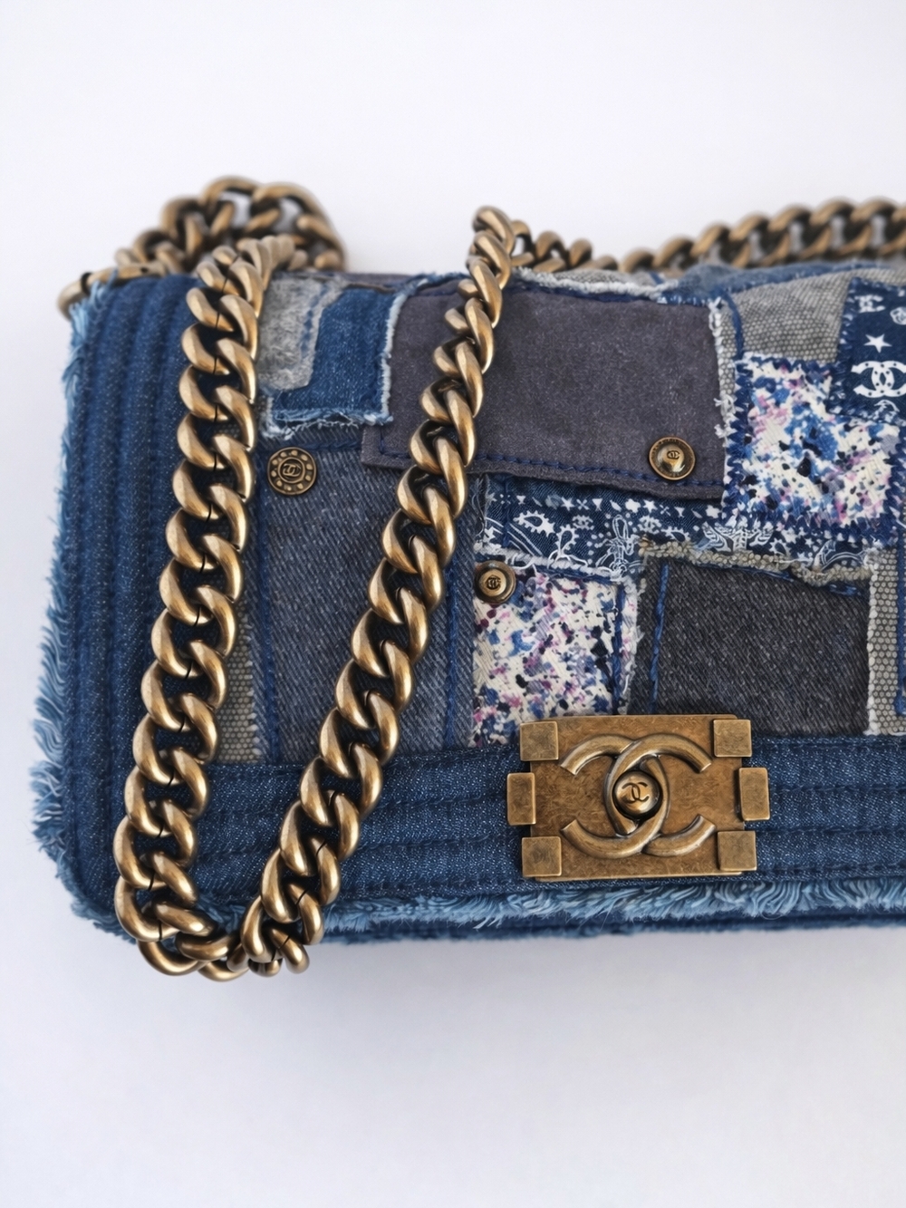 Chanel Patchwork Denim Boy Bag - FULL SET